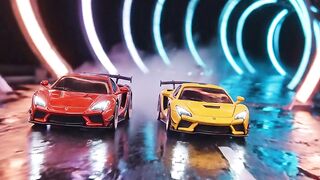 Toy Supercars Drifting Neon Tunnel