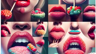 ASMR Lips with candy and chocolate