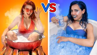Hot vs Cold Challenge / Girl on Fire vs Icy Girl