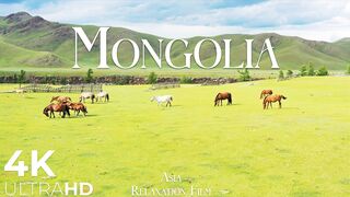 Mongolia 4K Relaxation Film | Beautiful Relaxing Music | Nature Sound, Animals Sound