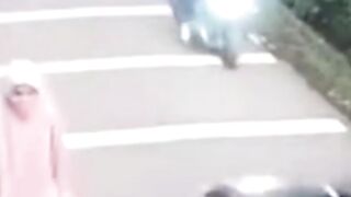 seconds before the motorcyclist was hit by a car