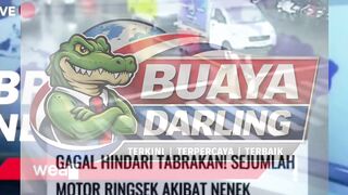Nenek nyebrang mendadak, motor tabrakan beruntun hingga ringsek. #Kecelakaan
