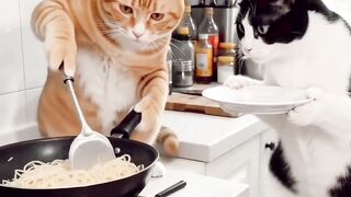 Cat cooking special food ????