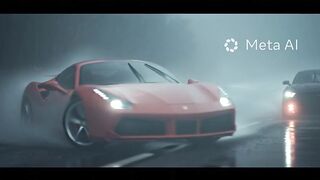 Ferrari and a black Ford Mustang racing