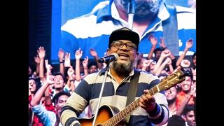 The man sing a song