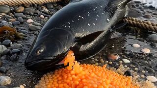 Black Sea Fish Lays Thousands of Yellow Eggs ????⚫????????Caption-Deep beneath the ocean surface, a