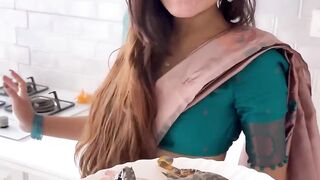 A beautiful Woman Cooking with Dance