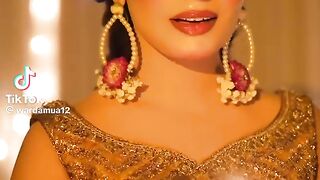 Mehndi glam in the making Soft shimmer eyes, flawless skin and the perfect bridal glow.