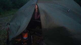 Extreme Camping During a Thunderstorm and Heavy Rain in a Small Tent ⛈️ ⛺