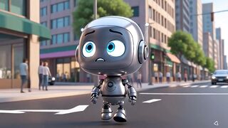 Cute Small Silver Robot sity stree