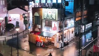 Tokyo a walk home in the rain