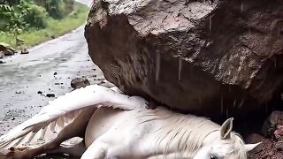 Miracle on the Mountain ???? A Girl Saves a White Horse Trapped Under a Giant Rock | Emotional Rescue Story