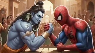 Shiva ????️ vs Spider-Man ????️ in the ultimate arm wrestling battle! Who will win this unbelievable showdown? ????