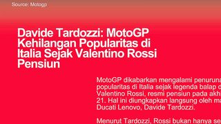 Davide Tardozzi: MotoGP Kehilangan Popularitas di Italia Sejak Valentino Rossi Pensiun