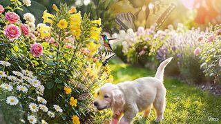 Nice dog and garden