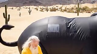 Giant Inflatable Elephant Survival Shelter in Desert Storm
