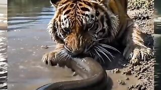 Detik detik macan ini pingsan karna tersengat belut listrik