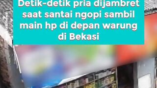 Ngopi santai berubah jadi mimpi buruk. Hendri jadi korban jambret saat bermain ponsel di depan warung di Bekasi.