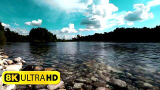 Nature Beauty Rocks On The Bottom Of The River _ ambient nature atmosphere 8k video
