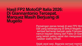 Hasil FP2 MotoGP Italia 2026: Di Giannantonio Tercepat, Marquez Masih Berjuang di Mugello