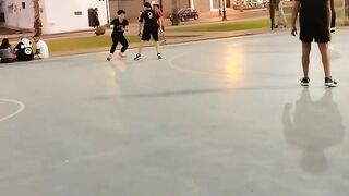I’m trying to commentate on street basketball in Morocco.2