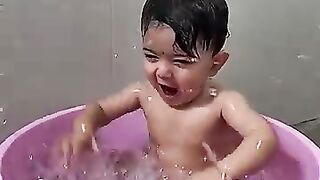Playing with water boy