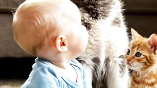 Baby Playing with Pets