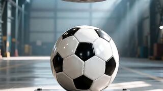 Crushing FIFA worldcup football under hydraulic press