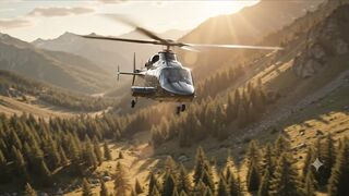 ???? Helicopter Flying Through Mountain Valley | Cinematic AI Video