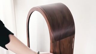Premium Walnut Wood Rotating Jewelry Box with Built-In Mirror