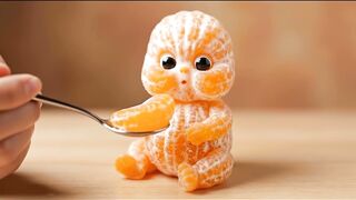 Cute or creepy ai frusit babies eating real fruit