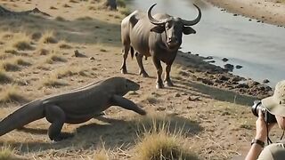 Komodo Dragon and Water Buffalo Face-Off