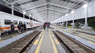 Modern Railway Station with Parallel Tracks