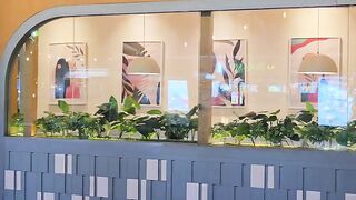 Colorful Cafe Exterior in Urban Night Scene