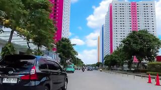 Colorful Urban Street with Modern Buildings
