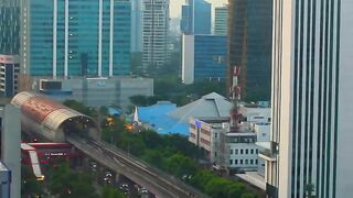 Jakarta Cityscape at Sunset with Railway