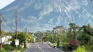 Road Toward Volcano Mountain Landscape