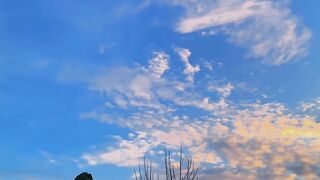 Blue Sky with Orange Clouds at Sunset