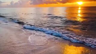 Golden Sunset Reflections on Ocean Surface
