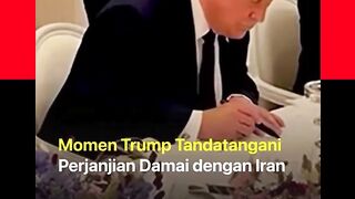 Presiden Amerika Serikat Donald Trump menandatangani nota kesepahaman dengan Iran