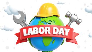 Labor Day global construction concept 3D animation