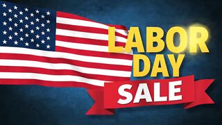 Labor Day sale animation with American flag