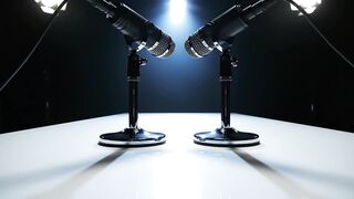 Professional studio microphones for podcast recording video motion clip background