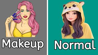 Makeup vs Normal ||makeup girl vs normal girl ||HA Vozly