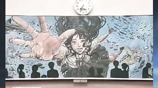 menciptakan karya seni yang luar biasa indah di atas papan tulis