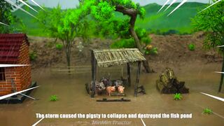Building a Mini Pig Farm Above a Koi Pond part 2 #viral #fyp #DIY