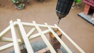 Building a Mini Pig Farm Above a Koi Pond part 36 #viral #fyp #DIY