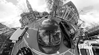 Scarred - 360 degree black and white urban cityscape | Trending HD Video