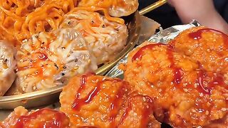 Viral spicy crispy chicken mukbang Super delicious!!!