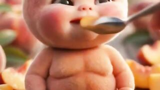 Cute Peach Baby Eats So Adorably! 🍑👶 You Won't Stop Watching ❤️ #shorts